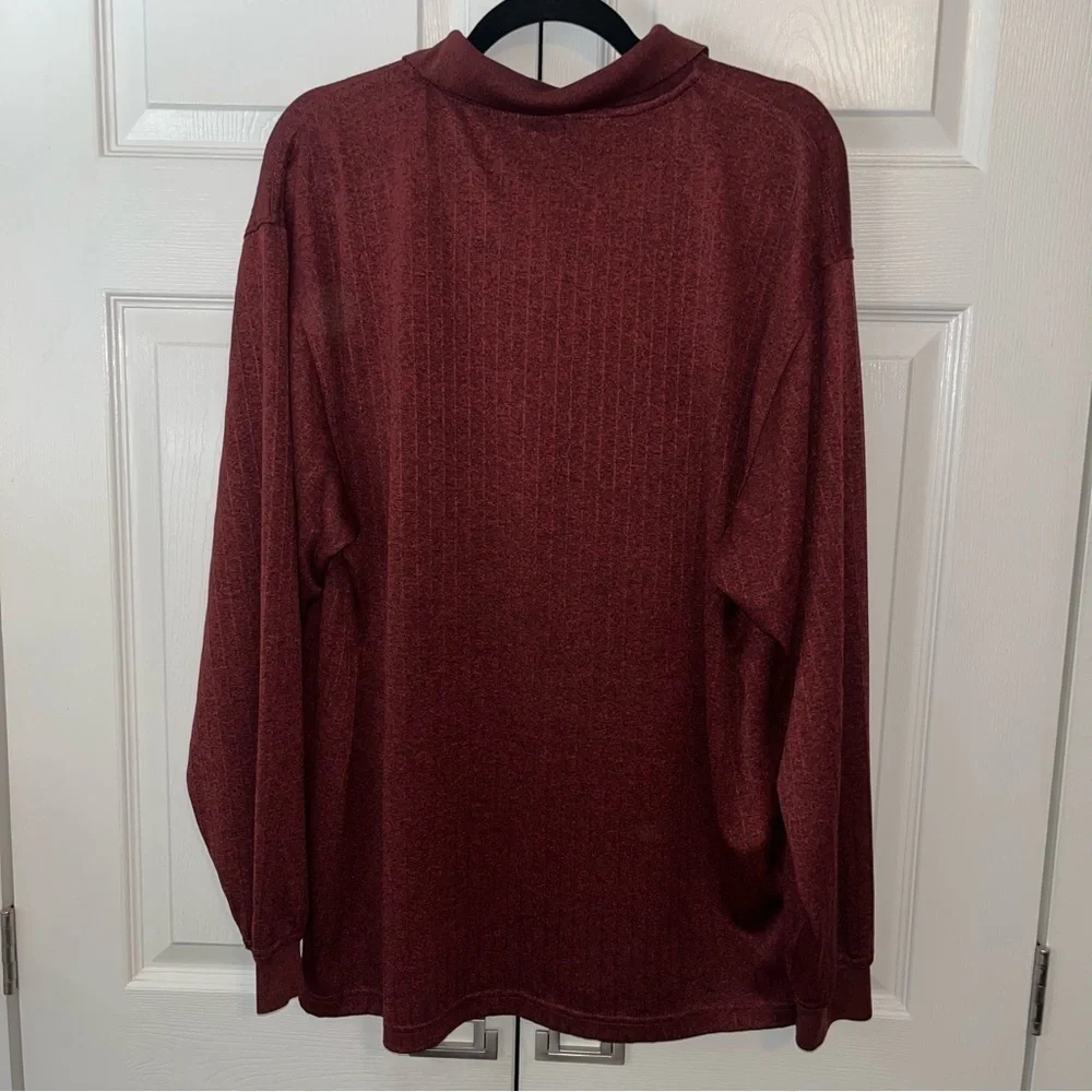 PGA Tour Red Brown Long Sleeve Golf Collared Shirt Size XL